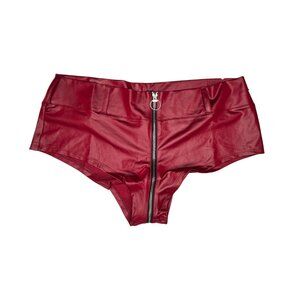 Darque by Coquette Wetlook Zip Front Shorts • Merlot Red • NWT • OS / XL